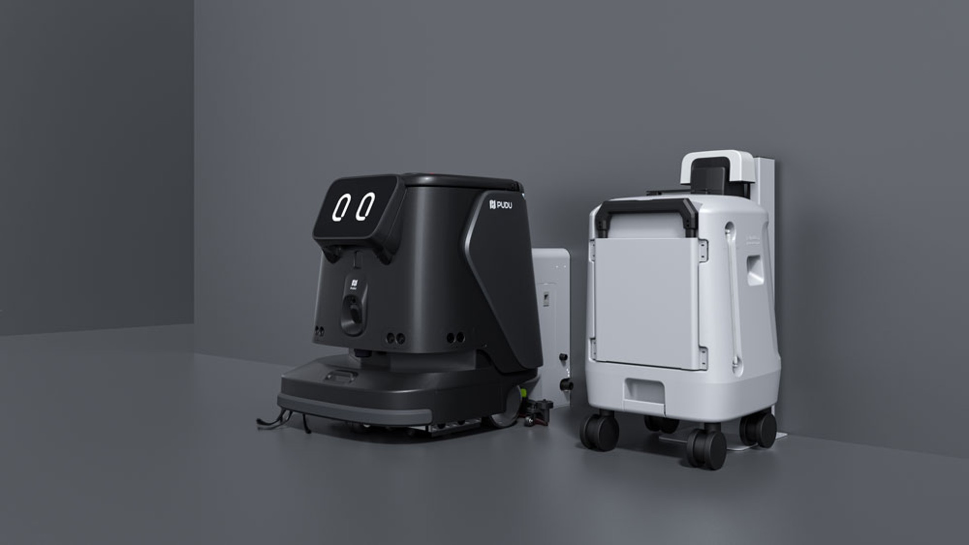 PUDU CC1 Pro in Schwarz mit Station