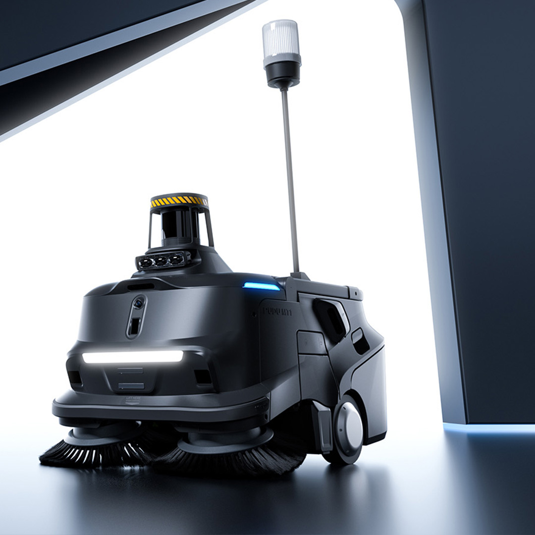 PUDU MT1 Max Kehrroboter mit Signalleuchte